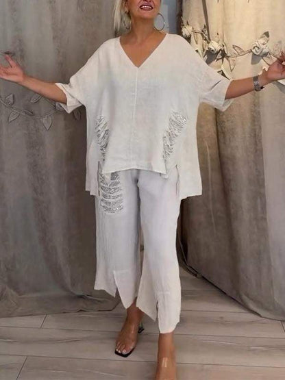 BIANCA | Completo Estivo a Due Pezzi con Eleganza Naturale e Comfort Fluttuante per Giornate Soleggiate